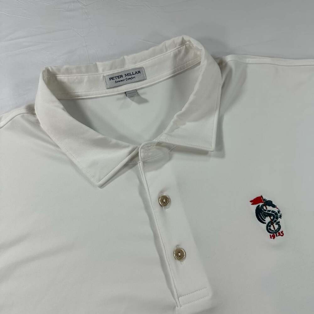 Peter Millar Summer Comfort Polo Size XXL White Golf Shirt Monterey Peninsula